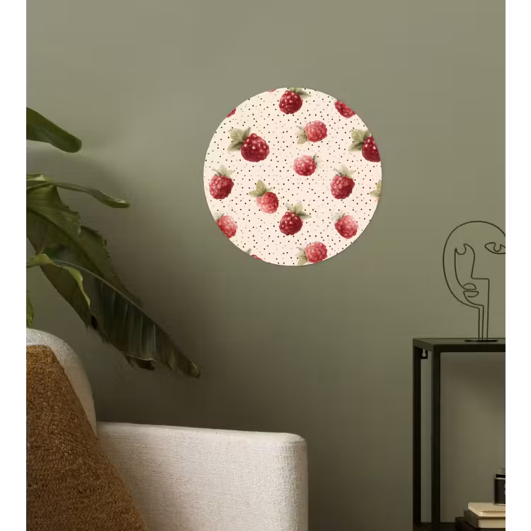 Framboos - Stippen - Rood Wandcirkel behangsticker klein 186 -sfeer2