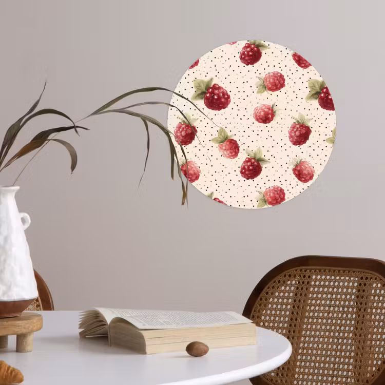 Framboos - Stippen - Rood Wandcirkel behangsticker klein 186 -sfeer3
