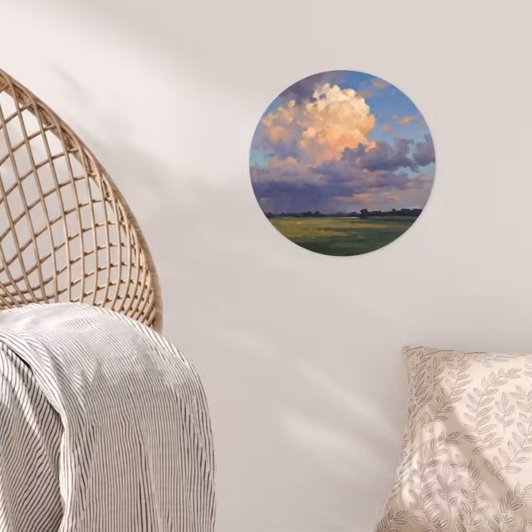 Lucht - Wolken - Landschap - Modern - Oranje Wandcirkel behangsticker klein -sfeer4
