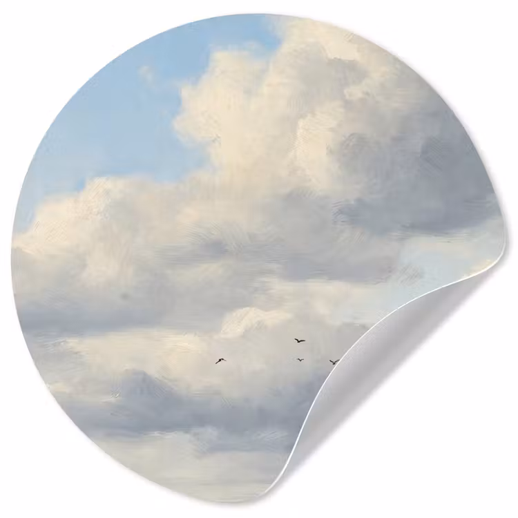 Lucht - Wolken - Natuur - Klassiek - Blauw Wandcirkel behangsticker klein -3d