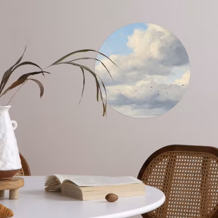 Lucht - Wolken - Natuur - Klassiek - Blauw Wandcirkel behangsticker klein -sfeer3