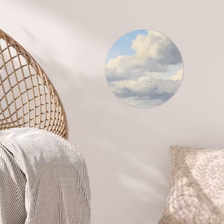 Lucht - Wolken - Natuur - Klassiek - Blauw Wandcirkel behangsticker klein -sfeer4