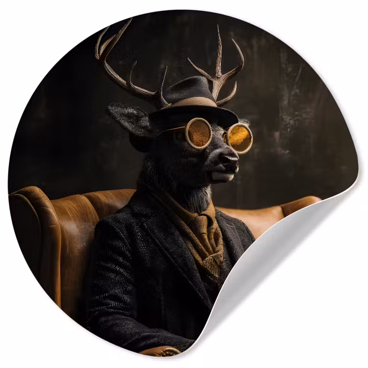 Hert - Zonnebril - Zwart - Pak Wandcirkel behangsticker klein -3d