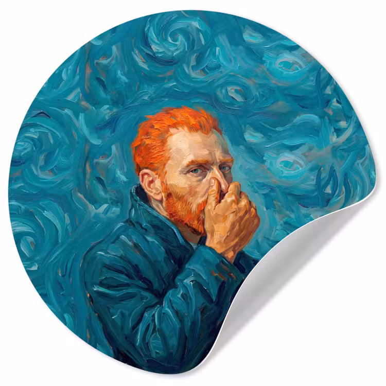 Portret - Klassiek - Blauw Wandcirkel behangsticker klein -3d