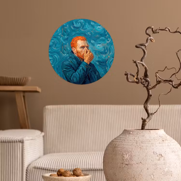 Portret - Klassiek - Blauw Wandcirkel behangsticker klein -sfeer1