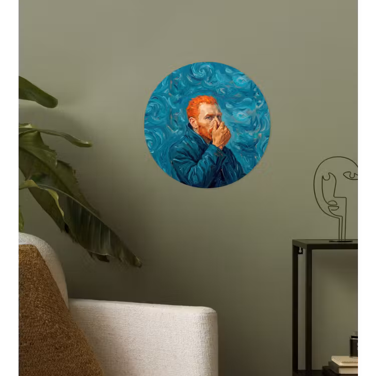 Portret - Klassiek - Blauw Wandcirkel behangsticker klein -sfeer2