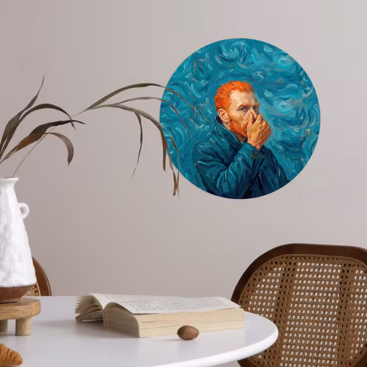 Portret - Klassiek - Blauw Wandcirkel behangsticker klein -sfeer3