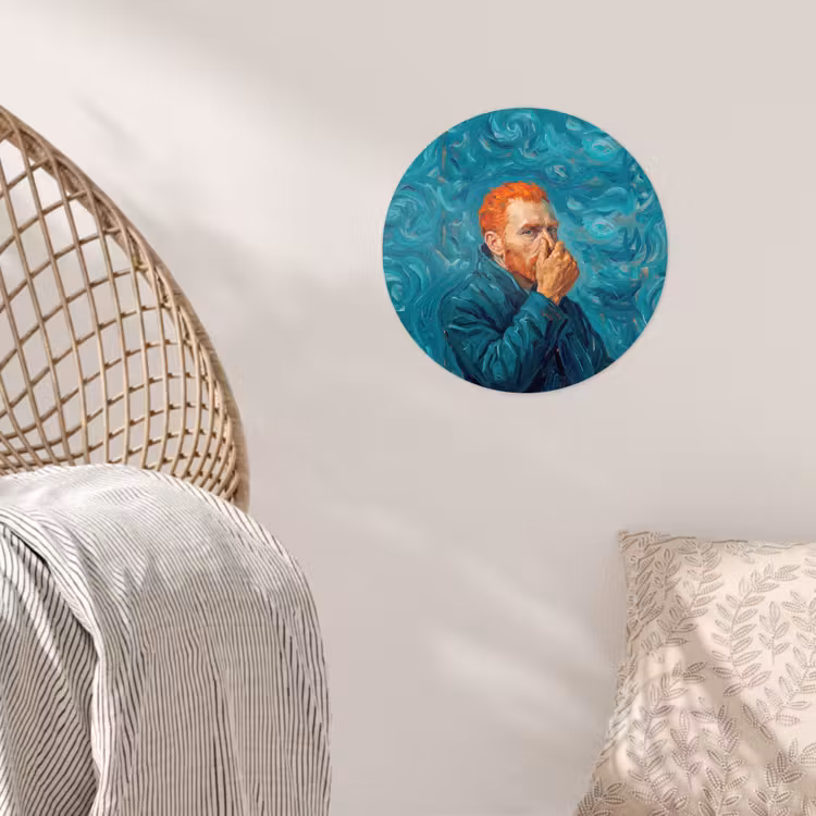 Portret - Klassiek - Blauw Wandcirkel behangsticker klein -sfeer4