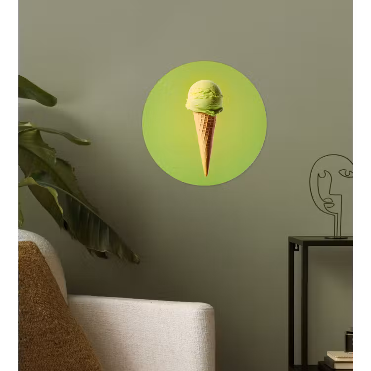 Hoorntje - Schepijs - Groen Wandcirkel behangsticker klein -sfeer2