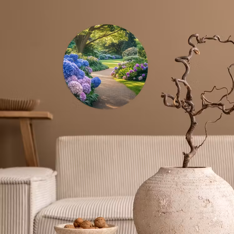 Hortensia- Park - Pad Wandcirkel behangsticker klein -sfeer1