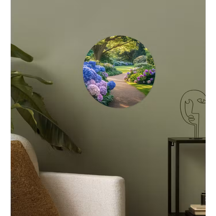 Hortensia- Park - Pad Wandcirkel behangsticker klein -sfeer2