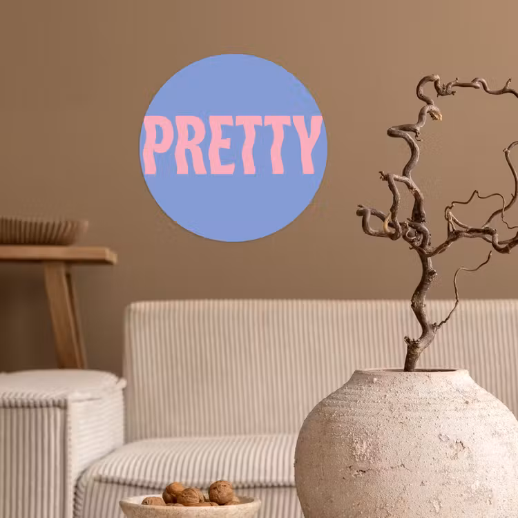 Pretty - Roze - Blauw - Golvend Wandcirkel behangsticker klein -sfeer1