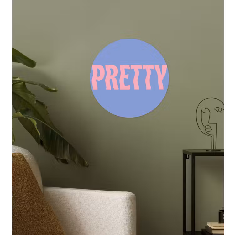 Pretty - Roze - Blauw - Golvend Wandcirkel behangsticker klein -sfeer2