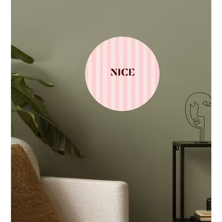 Nice - Strepen - Roze Wandcirkel behangsticker klein -sfeer2