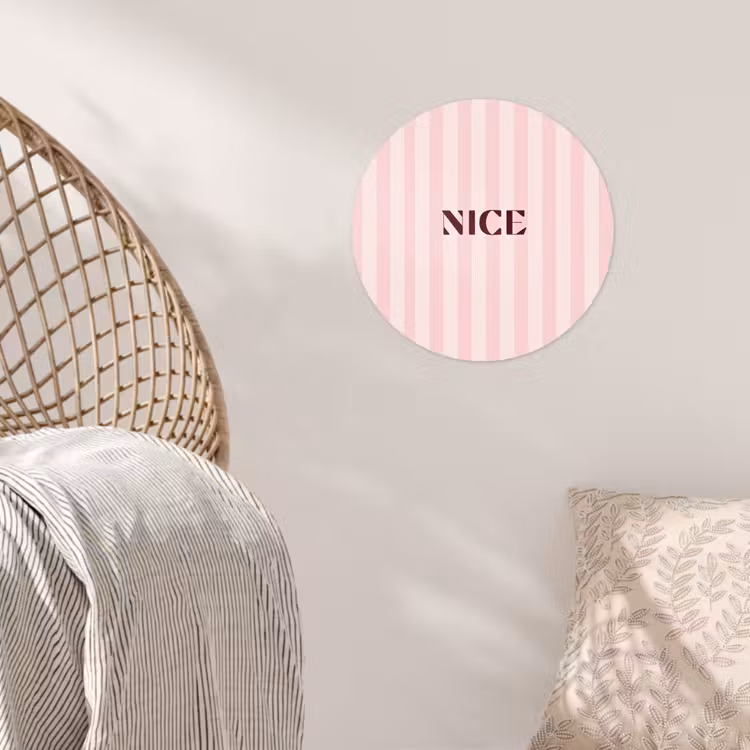 Nice - Strepen - Roze Wandcirkel behangsticker klein -sfeer4