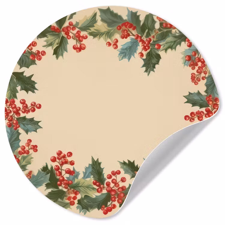 Hulstrand - Bessen - Beige Wandcirkel behangsticker klein -3d
