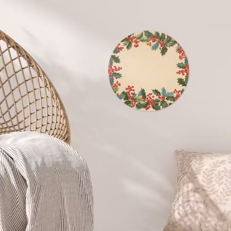 Hulstrand - Bessen - Beige Wandcirkel behangsticker klein -sfeer4