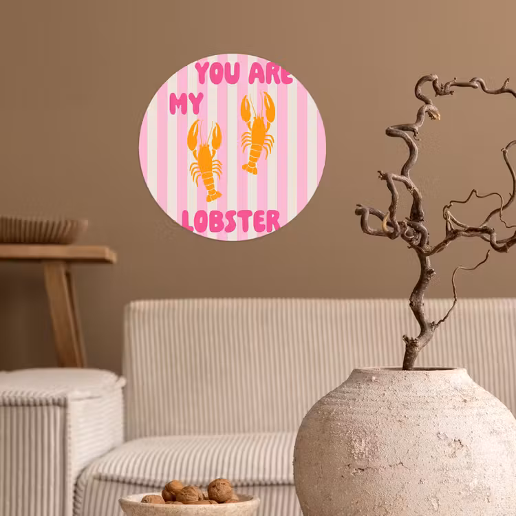 Lobster - Love - Valentijn Wandcirkel behangsticker klein -sfeer1