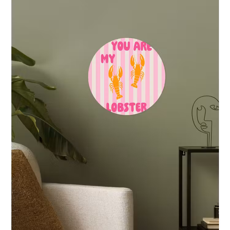 Lobster - Love - Valentijn Wandcirkel behangsticker klein -sfeer2