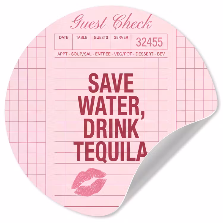 Humor - Drank - Tekst - Roze Wandcirkel behangsticker klein -3d
