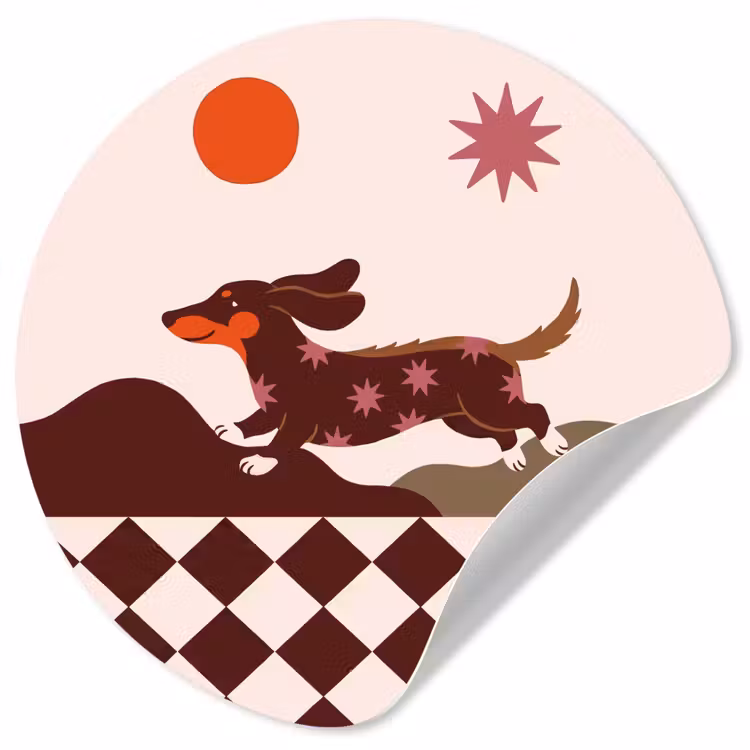 Hond - Abstract - Dieren - Modern - Bruin Wandcirkel behangsticker klein -3d