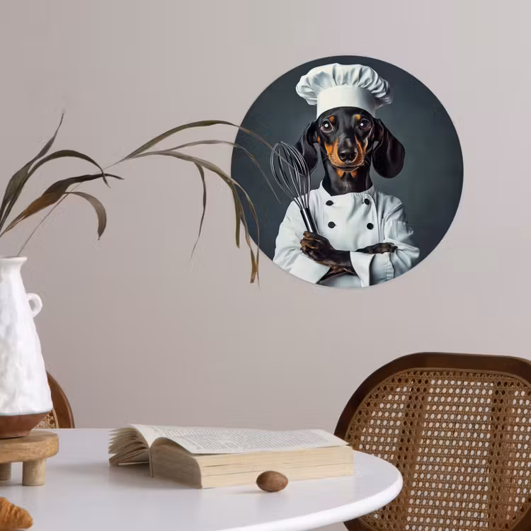 Hond - Garde - Kok Wandcirkel behangsticker klein -sfeer3