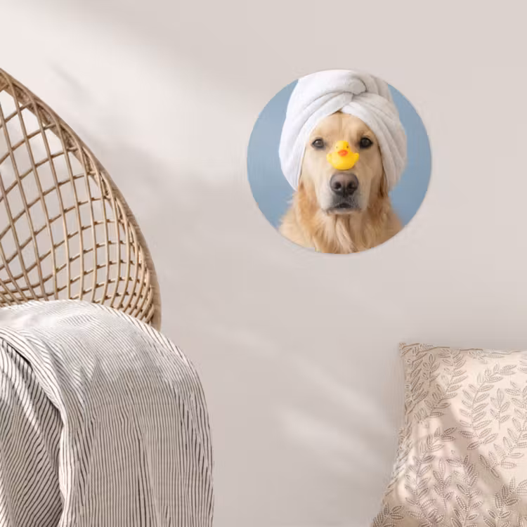 Hond - Badeend - Geel Wandcirkel behangsticker klein -sfeer4