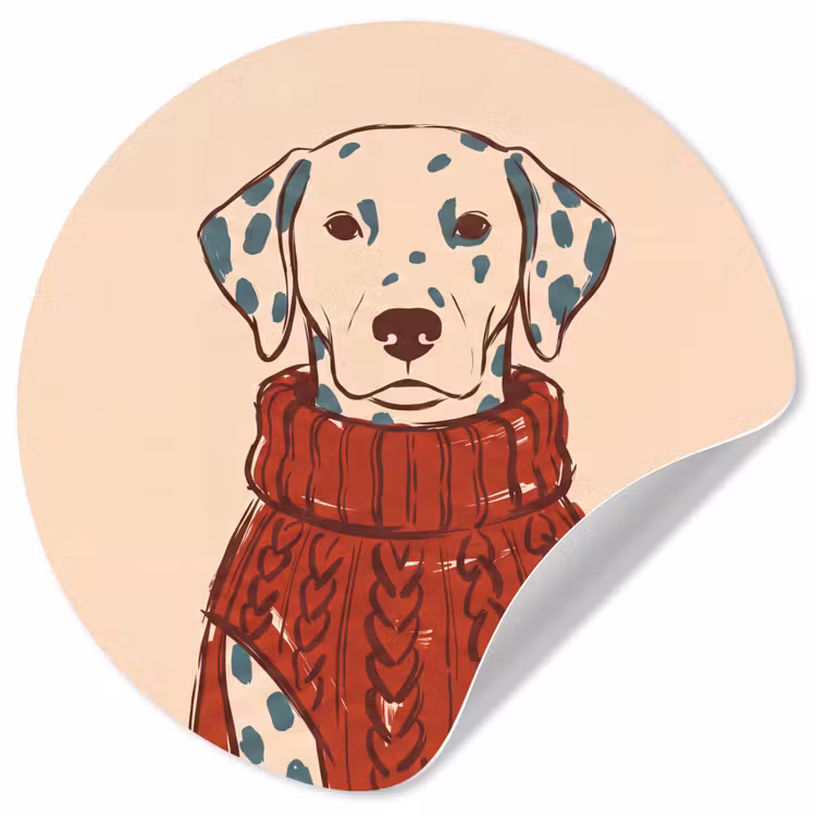 Hond - Trui - Winter - Dieren - Rood Wandcirkel behangsticker klein -3d