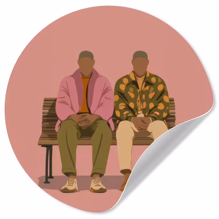 Illustratie - Bankje - Personen - Minimalistisch Wandcirkel behangsticker klein -3d