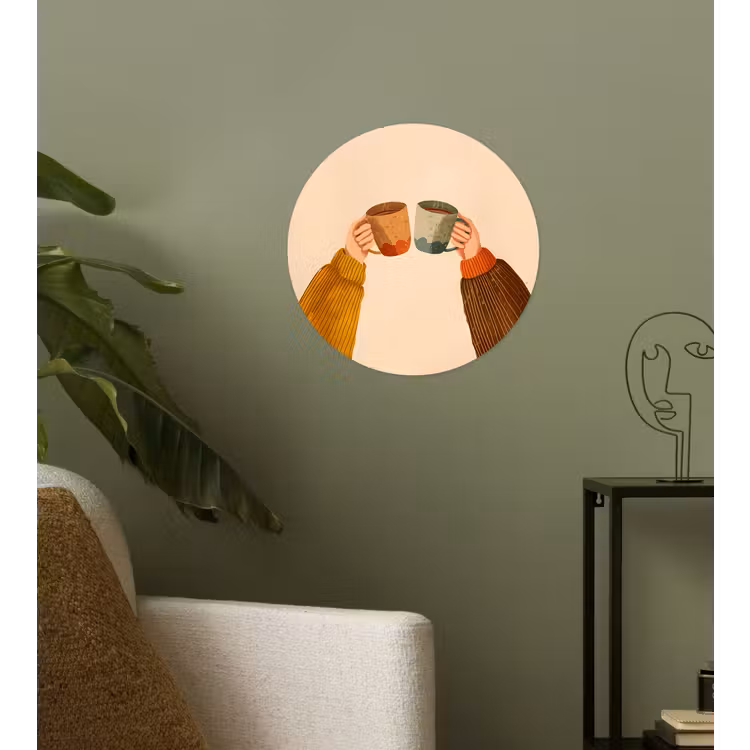 Illustratie - Mokken - Proosten - Bruin Wandcirkel behangsticker klein -sfeer2