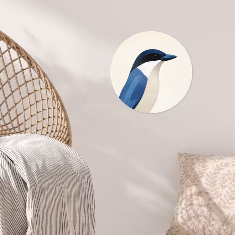 Illustratie - Blauw - Vogel Wandcirkel behangsticker klein -sfeer4