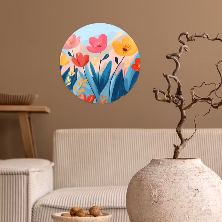 Illustratie - Bloemen - Kleurrijk Wandcirkel behangsticker klein -sfeer1