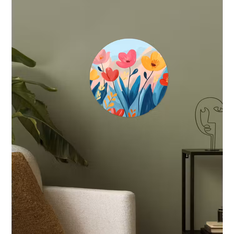 Illustratie - Bloemen - Kleurrijk Wandcirkel behangsticker klein -sfeer2