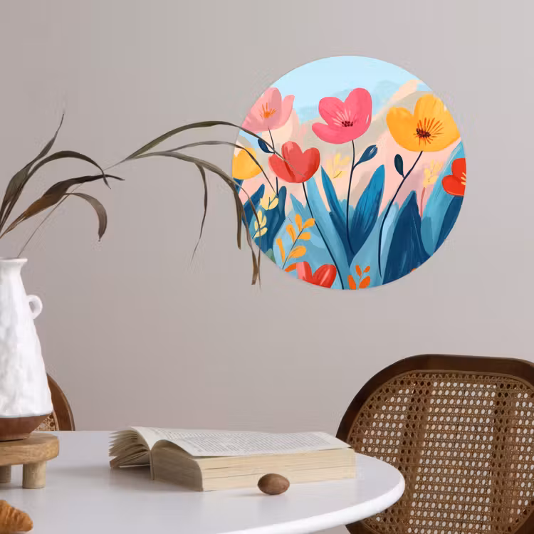 Illustratie - Bloemen - Kleurrijk Wandcirkel behangsticker klein -sfeer3