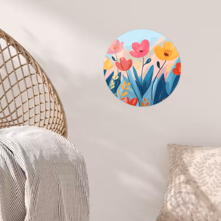 Illustratie - Bloemen - Kleurrijk Wandcirkel behangsticker klein -sfeer4