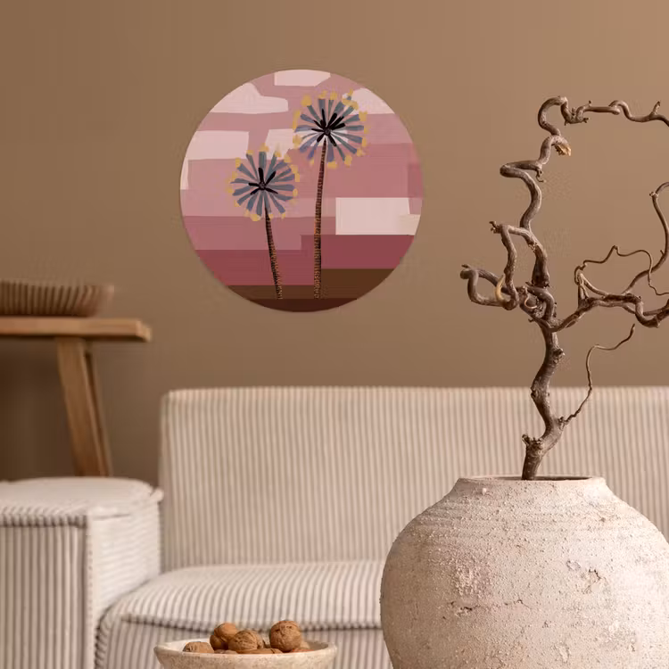 Illustratie - Bloemen - Vlakken - Abstract Wandcirkel behangsticker klein -sfeer1