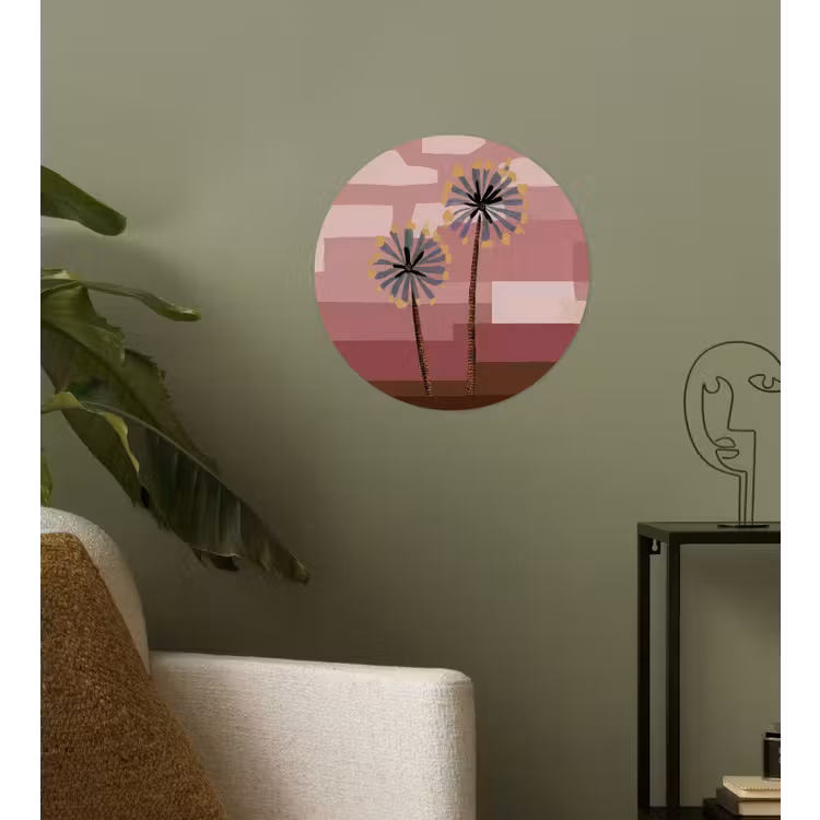 Illustratie - Bloemen - Vlakken - Abstract Wandcirkel behangsticker klein -sfeer2
