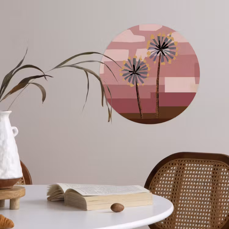 Illustratie - Bloemen - Vlakken - Abstract Wandcirkel behangsticker klein -sfeer3