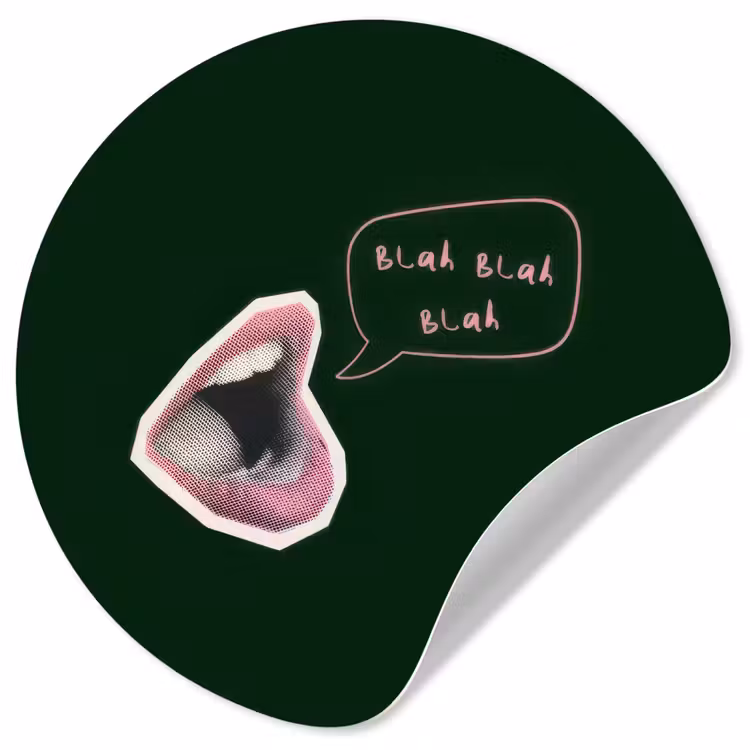 Illustratie - Mond - Donkergroen - Tekstwolkje Wandcirkel behangsticker klein -3d