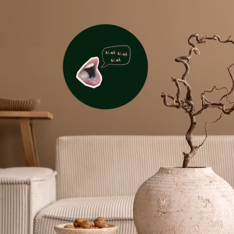 Illustratie - Mond - Donkergroen - Tekstwolkje Wandcirkel behangsticker klein -sfeer1