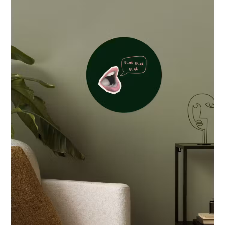 Illustratie - Mond - Donkergroen - Tekstwolkje Wandcirkel behangsticker klein -sfeer2