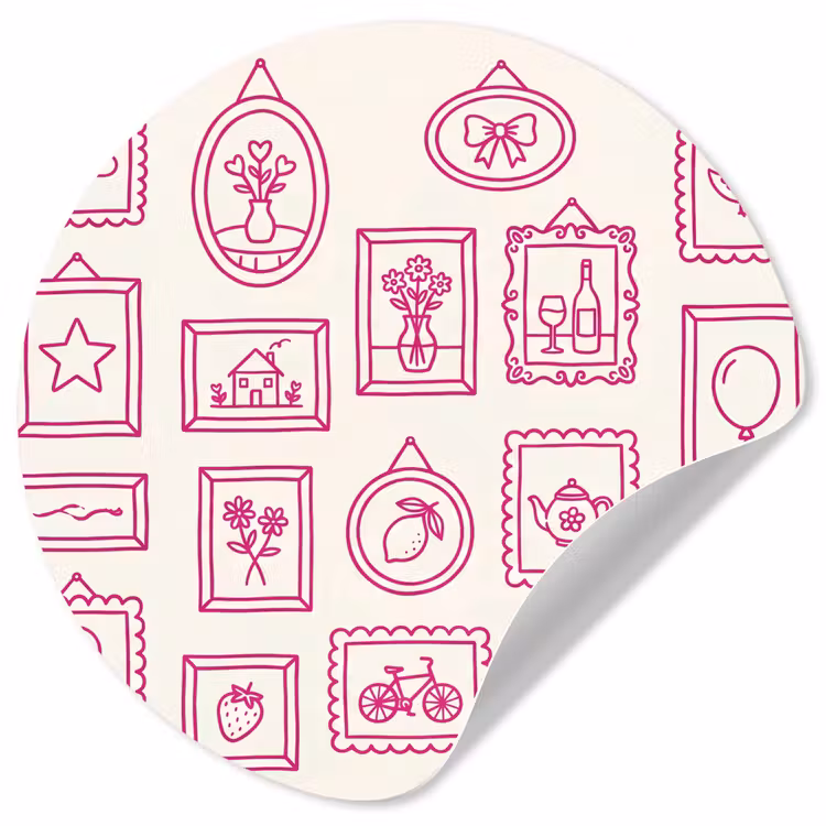 Illustratie - Collectie - Kunst - Minimalistisch - Roze Wandcirkel behangsticker klein -3d
