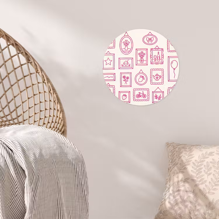 Illustratie - Collectie - Kunst - Minimalistisch - Roze Wandcirkel behangsticker klein -sfeer4