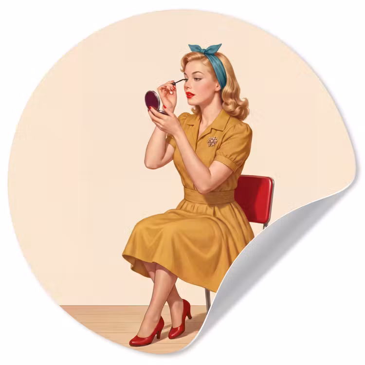 Illustratie - Mascara - Vrouw - Geel Wandcirkel behangsticker klein -3d