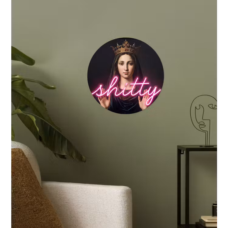 Ironisch - Tekst - Neon Wandcirkel behangsticker klein -sfeer2
