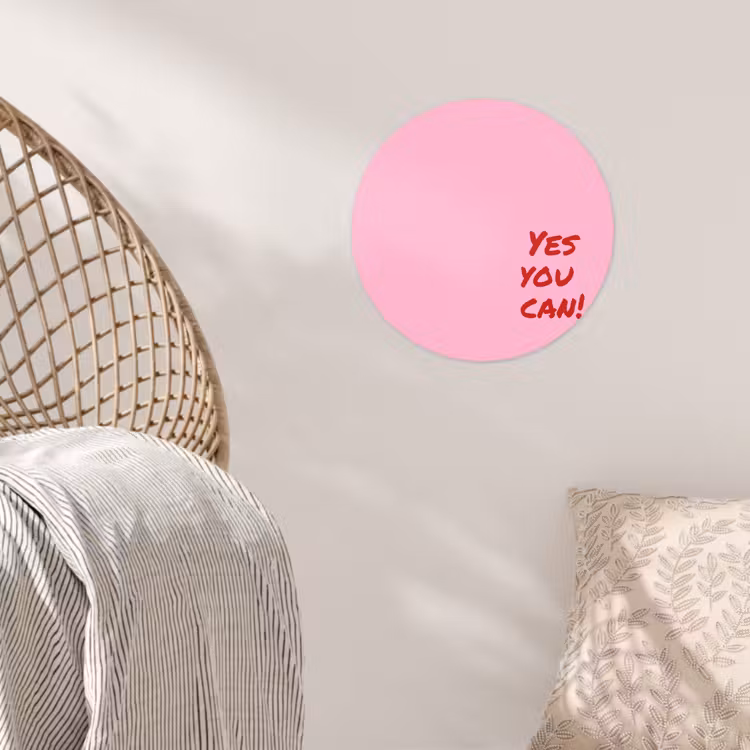 Yes you can do it - Rood - Roze Wandcirkel behangsticker klein -sfeer4
