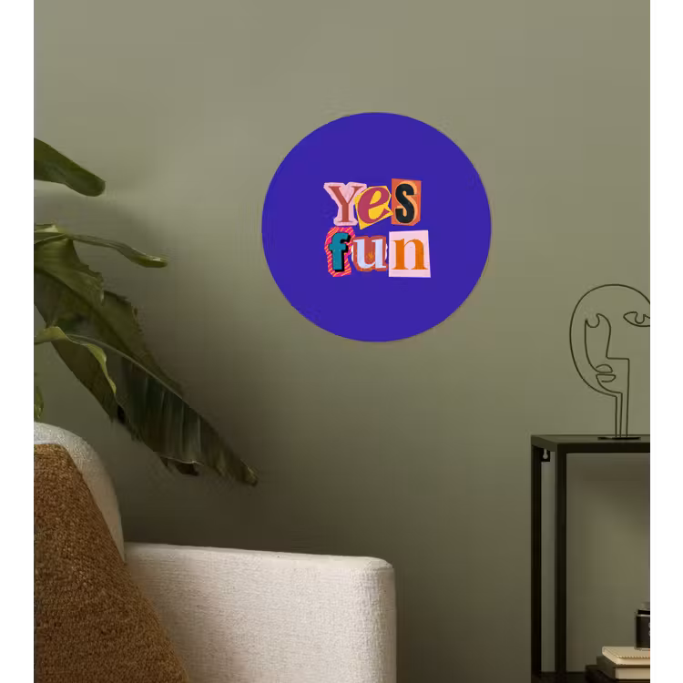 Yes fun - Kleurrijk - Collage-stijl Wandcirkel behangsticker klein -sfeer2