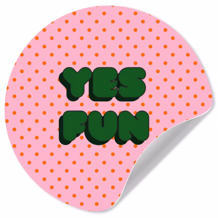 Yes fun - Groen - Roze - Stippen Wandcirkel behangsticker klein -3d
