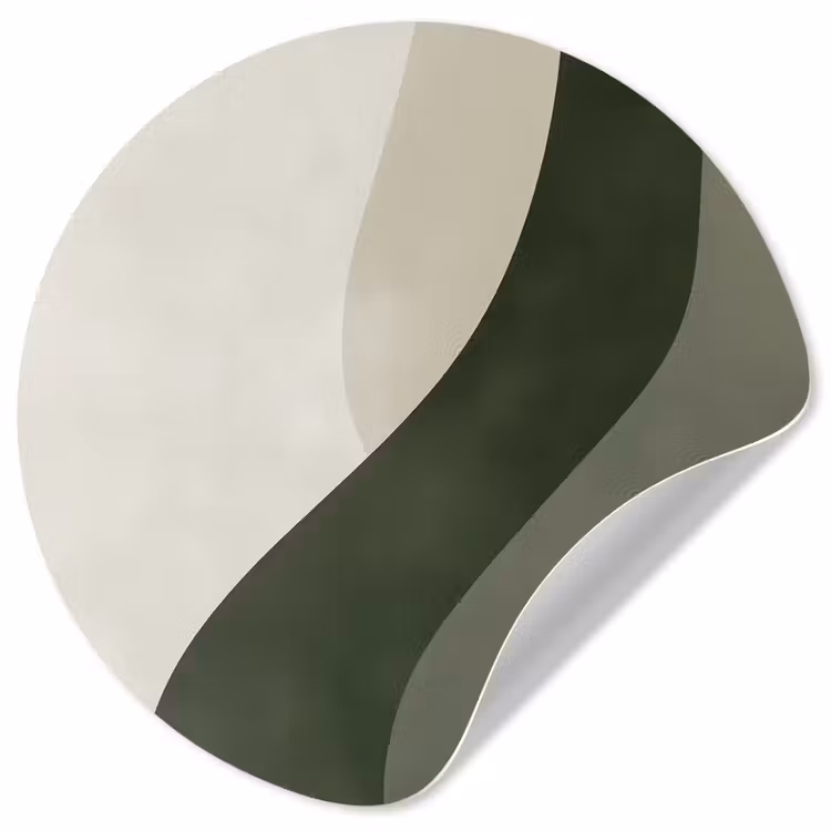 Japandi - Groen - Abstract - Modern Wandcirkel behangsticker klein -3d