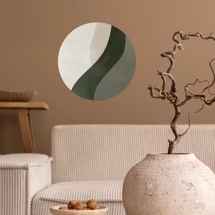 Japandi - Groen - Abstract - Modern Wandcirkel behangsticker klein -sfeer1